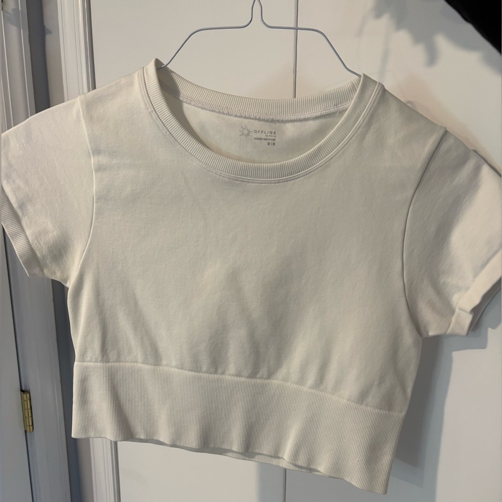 Aerie White Cropped T-Shirt